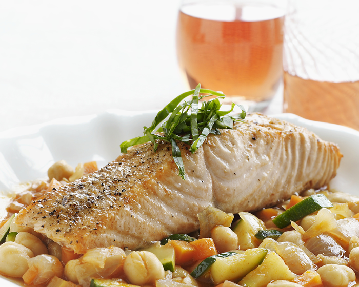 salmon with chickpea ragu