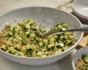 Sorghum Salad with Cucumber, Cilantro and Cumin
