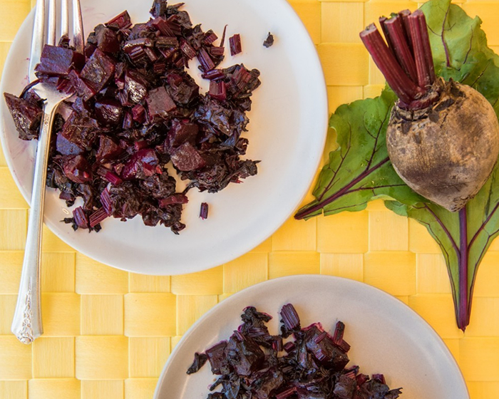 Roasted Beets With Sautéed Beet Greens