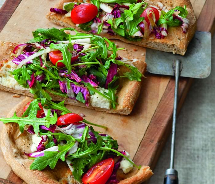 Individual Tri-Color Salad Pizzas