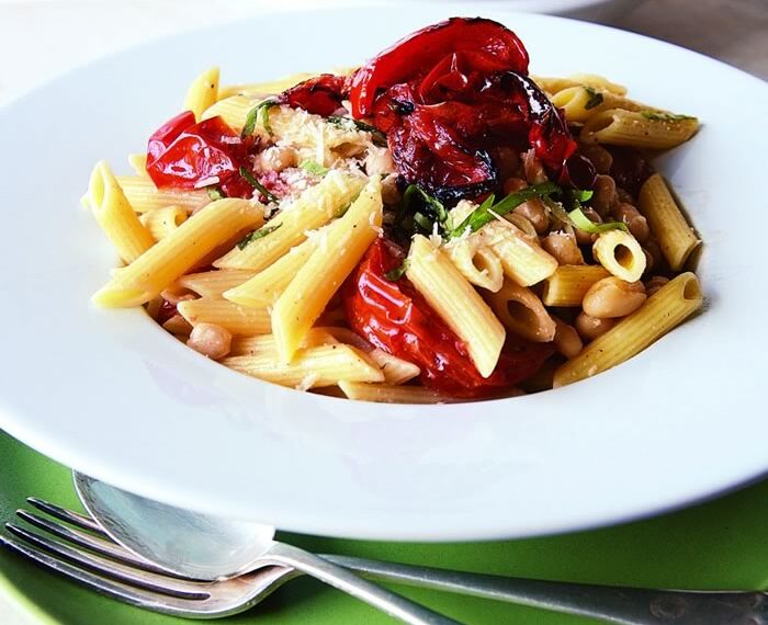 Penne with Roasted Tomatoes, Garlic, and White Beans2