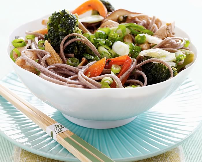 Soba Noodle Bowl with Chicken and Vegetables