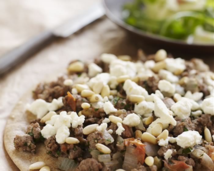 Lamb and Feta Pita Pizzas