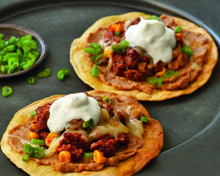 Chili-Bean and Turkey Tostadas