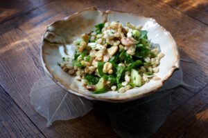 Herbed Farro Salad with Walnuts, Feta, and Spinach 