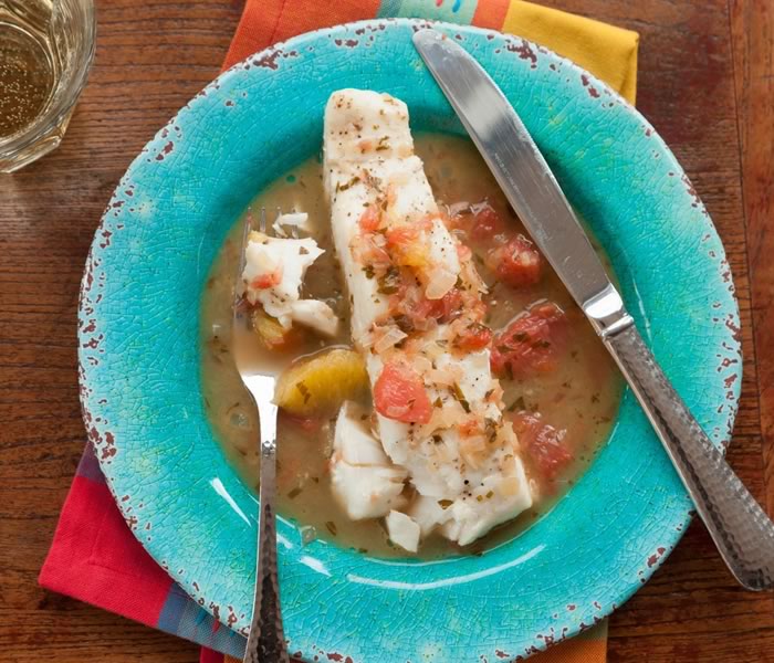 Roasted Halibut With Citrus Wine Sauce