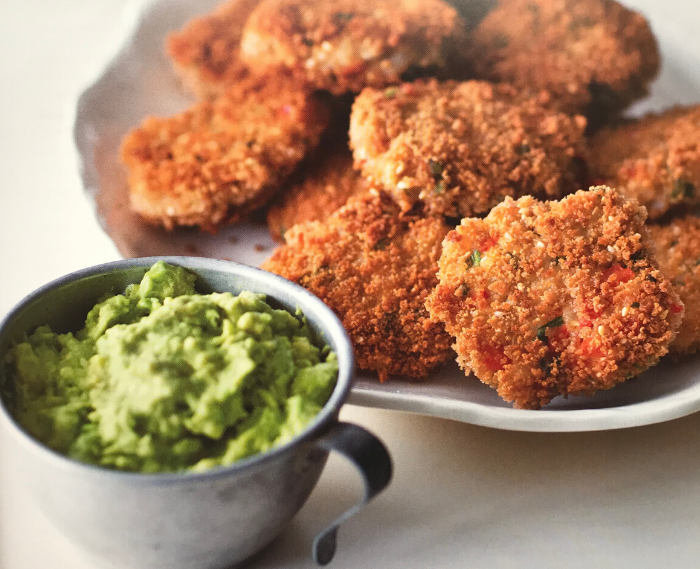 Ginger-Sesame Shrimp Cakes with Avocado Wasabi Sauce