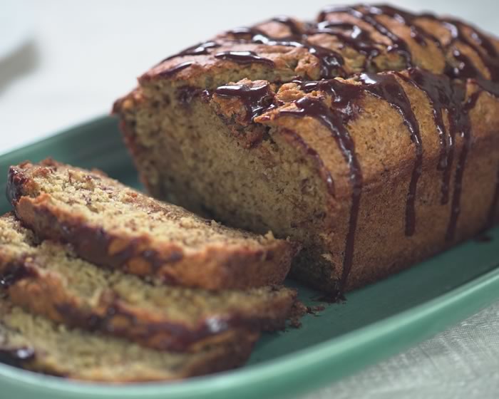 Banana Bread with Chocolate Drizzle