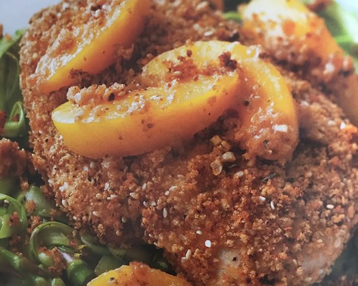 Peach Chicken with Crispy Bread Crumbs