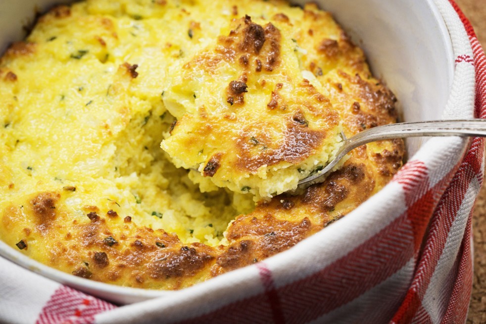 Corn Spoonbread With Goat Cheese and Chives