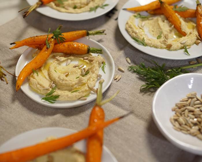 Hummus with Cumin Roasted Carrots