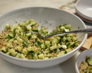 Sorghum Salad with Cucumber, Cilantro and Cumin