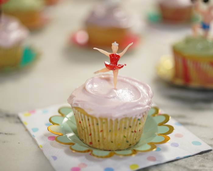 Vanilla Cupcakes with Pink Cream Cheese Frosting