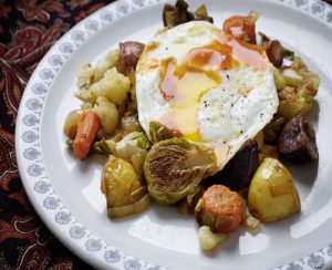 roasted vegetable hash and egg