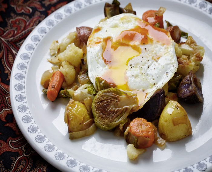 Roasted Vegetable Hash and Egg