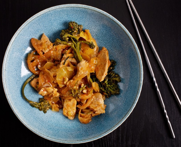 Pork and Broccolini Stir-Fry with Kimchi