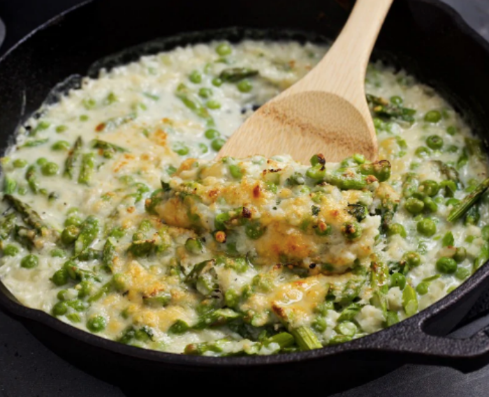 Creamy Parmesan Spring Vegetable Skillet