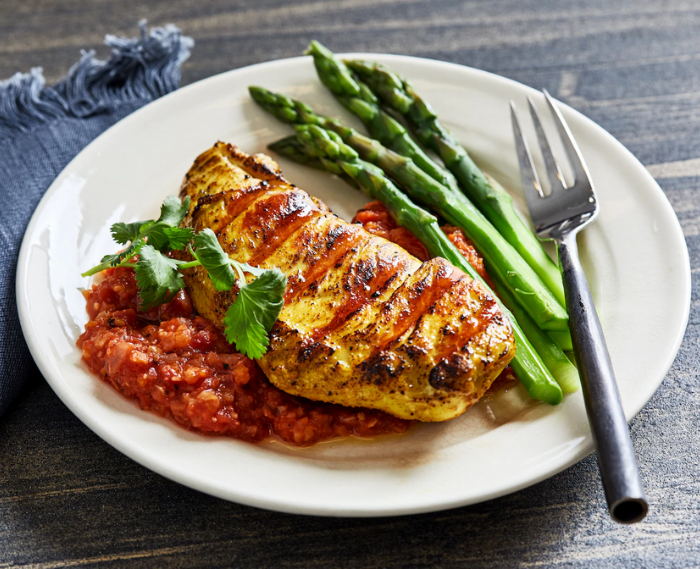 Golden Grilled Chicken With Tomato-Peanut Chutney