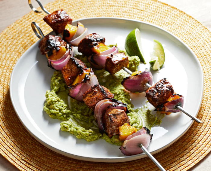 Chili-Lime Pork and Mango Skewers With Avocado Mash