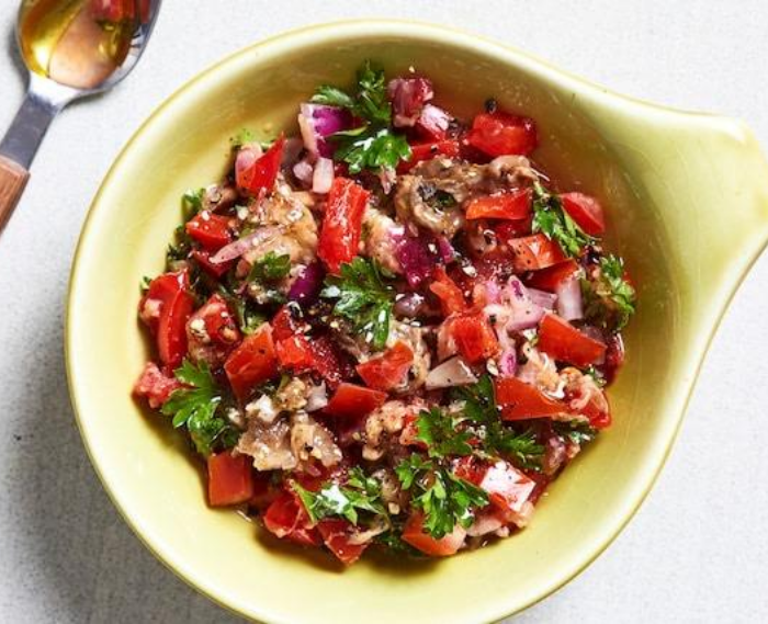 Turkish-Style Grilled Eggplant Salad