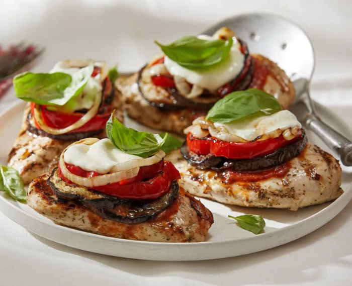 Grilled Chicken and Vegetable Mozzarella Melts