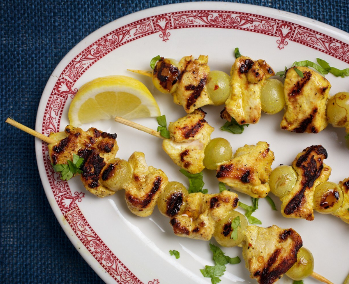 Spiced Chicken Skewers With Grapes