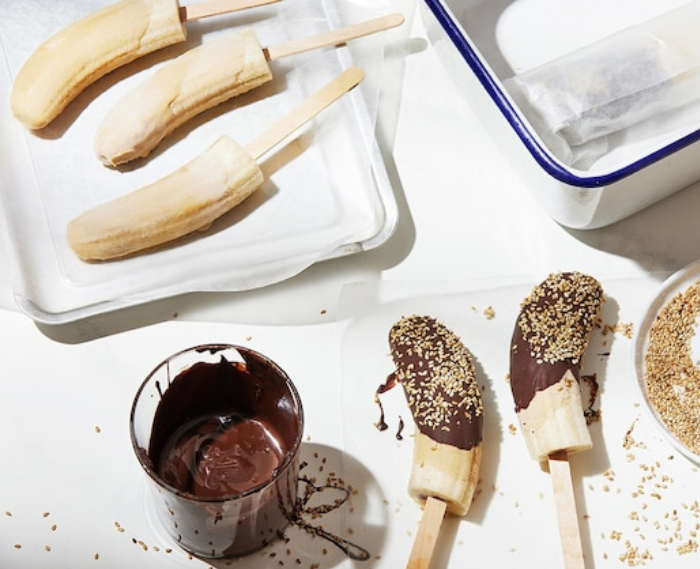 Chocolate and Tahini Dipped Frozen Bananas