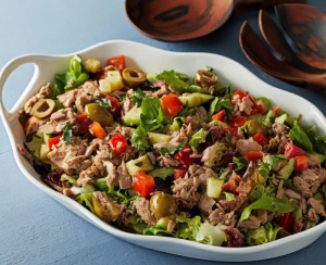 Mediterranean Chopped Salad Bowl With Tuna