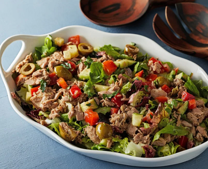 Mediterranean Chopped Salad Bowl With Tuna