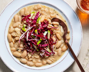 White Bean Stew With Garlic and Rosemary and Radicchio-Apple Salad