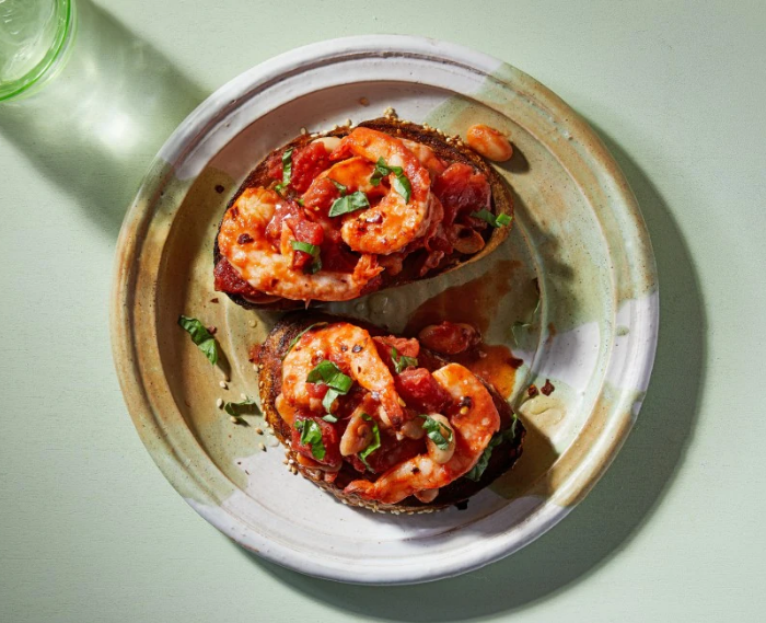 Shrimp and White Bean Bruschetta