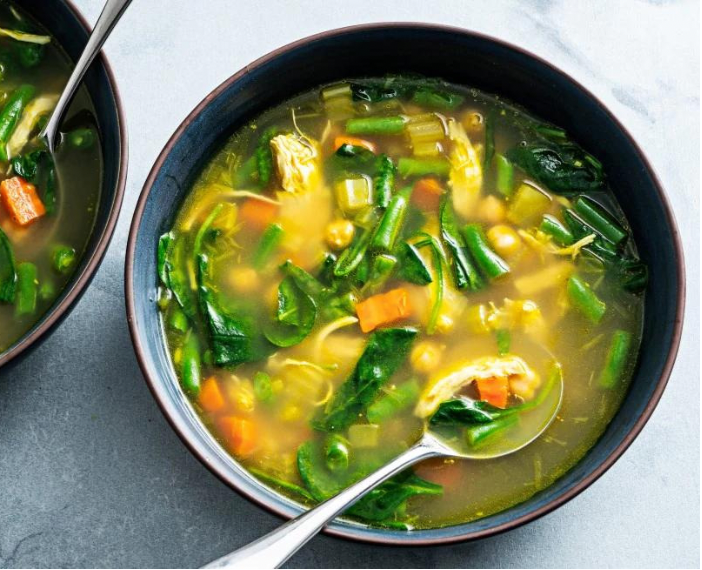 Golden Chicken Vegetable Soup With Chickpeas