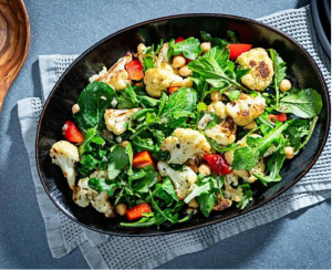 Roasted Cauliflower Salad With Chickpeas, Red Pepper and Arugula