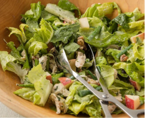 Green Salad With Chicken, Apple and Maple Walnuts in Buttermilk Dressing