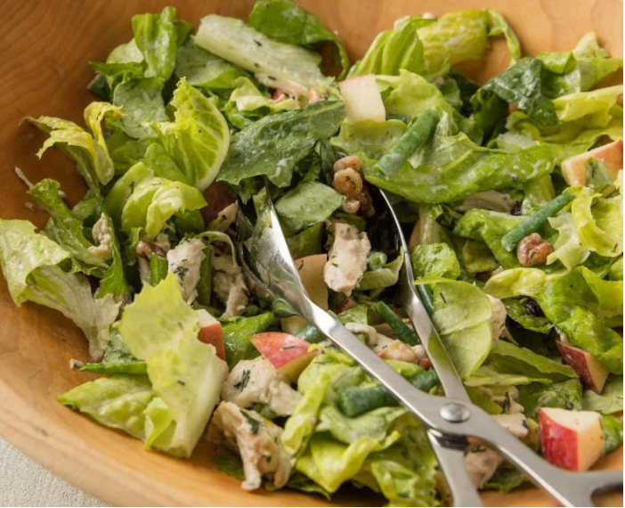 Green Salad With Chicken, Apple and Maple Walnuts in Buttermilk Dressing