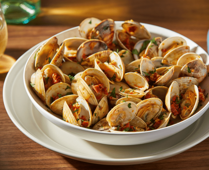 Grilled Clams with Garlicky Chorizo Drizzle