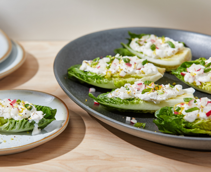 Gem Lettuce Boats with Feta, Radish and Scallions