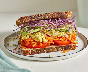 Rainbow Vegetable Sandwich with Curried Tofu Salad