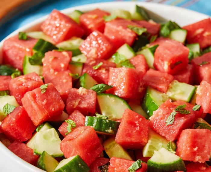 Watermelon and Cucumber Salad With Ginger, Lime and Mint