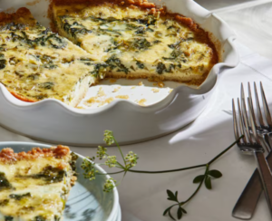 Spinach, Leek and Goat Cheese Quiche With Olive Oil Crust