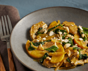 Skillet Pork With Apples, Spinach and Curry