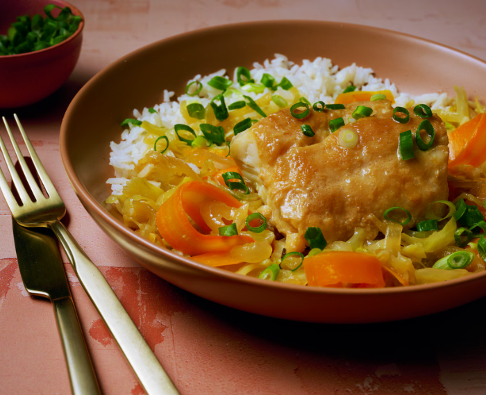 Skillet Cod with Miso Butter and Warm Slaw